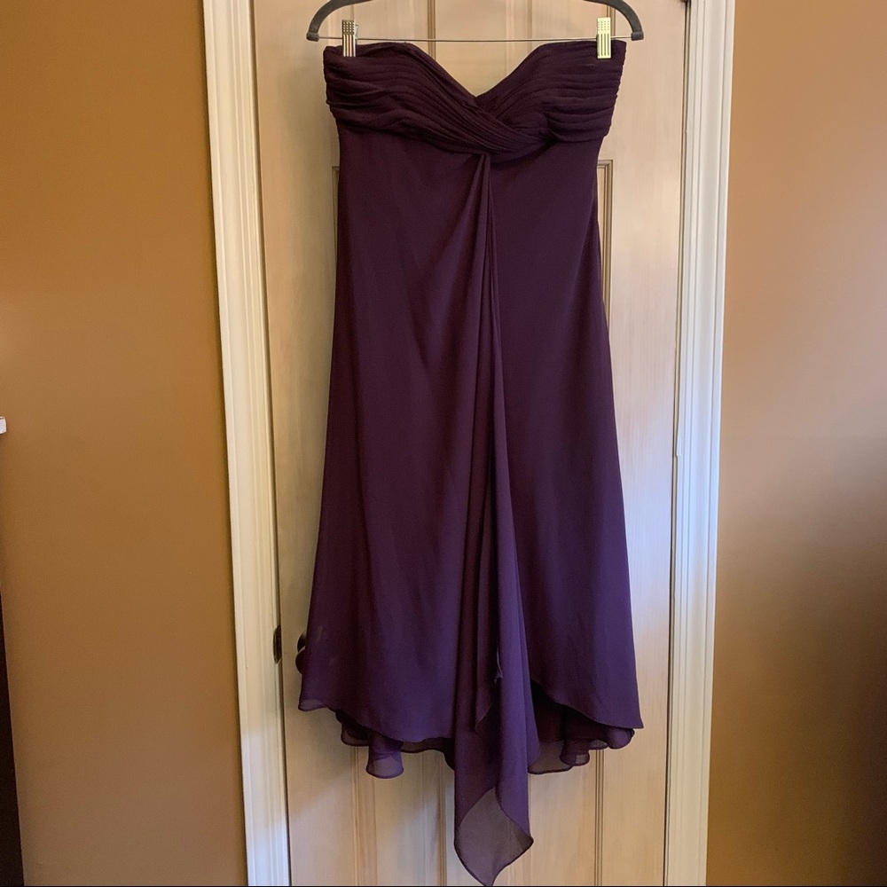 👗 David’s Bridal Strapless Chiffon Short Dress 👗